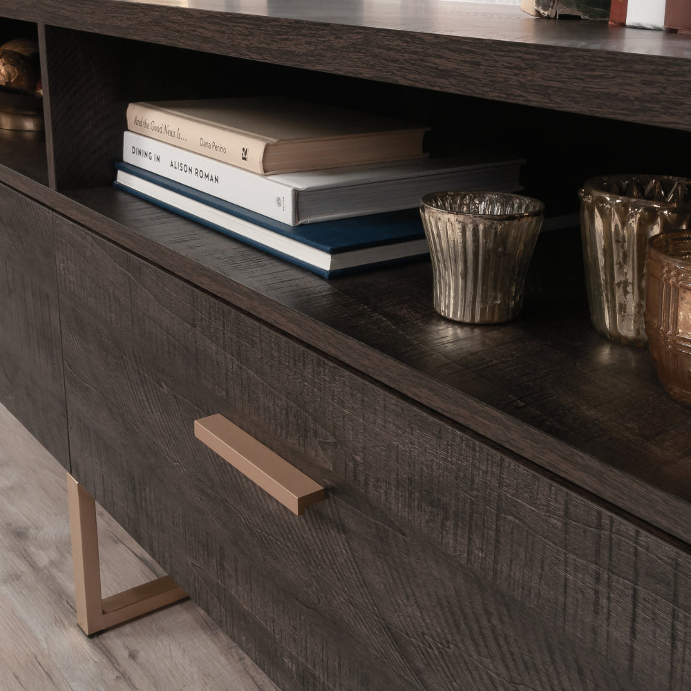 Sauder Walter Heights Engineered Wood Credenza in Blade Walnut