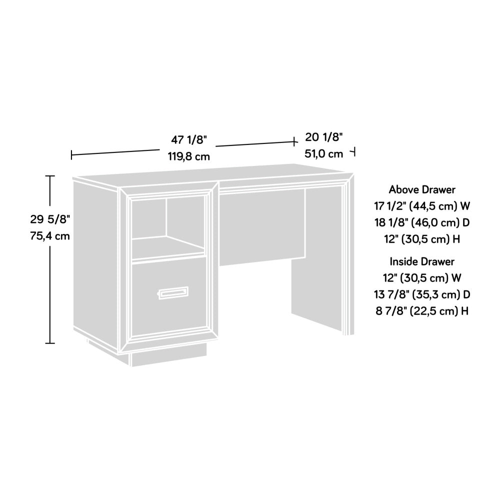 Sauder Hayes Garden Desk with File Drawer, Ashen Oak Finish