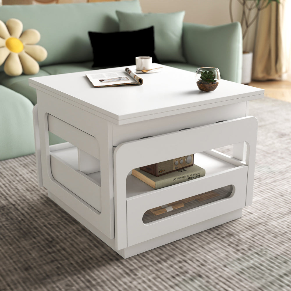 3 in 1 deformed Coffee Tables with Storage Cabinet for Living Room, Coffee Table with  for Dining Room