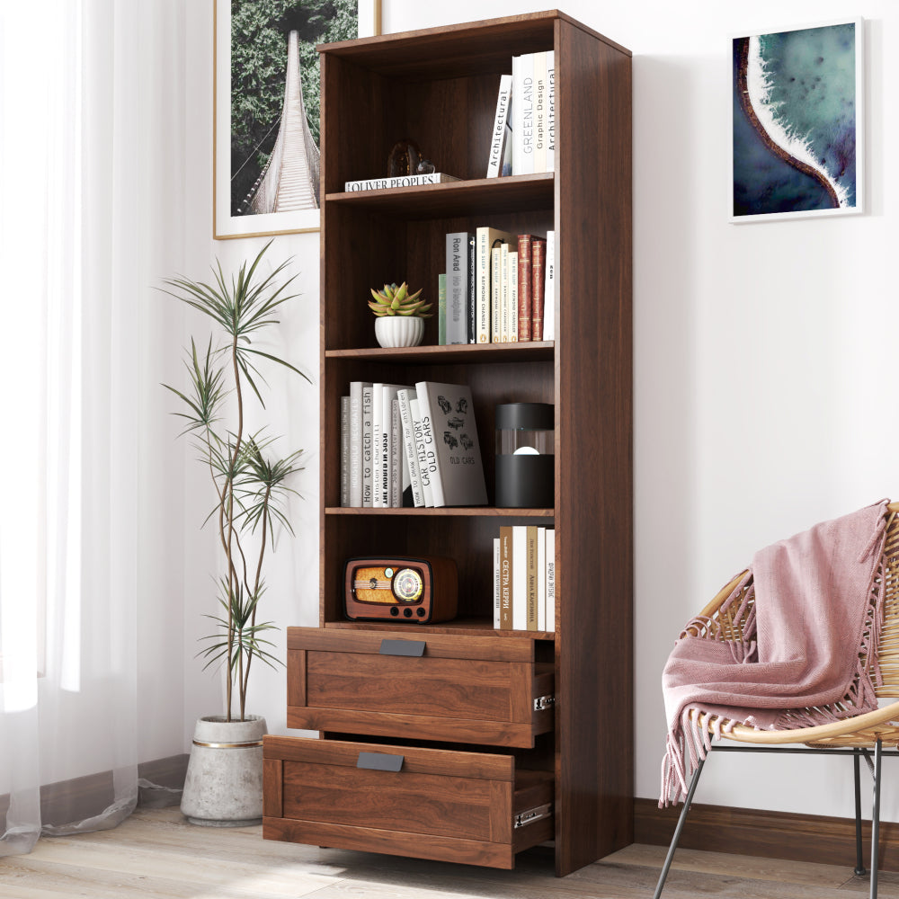 Bookshelf with Drawers, 70.87" Tall, 4 Shelf, Modern, Home Office, Living Room, Study