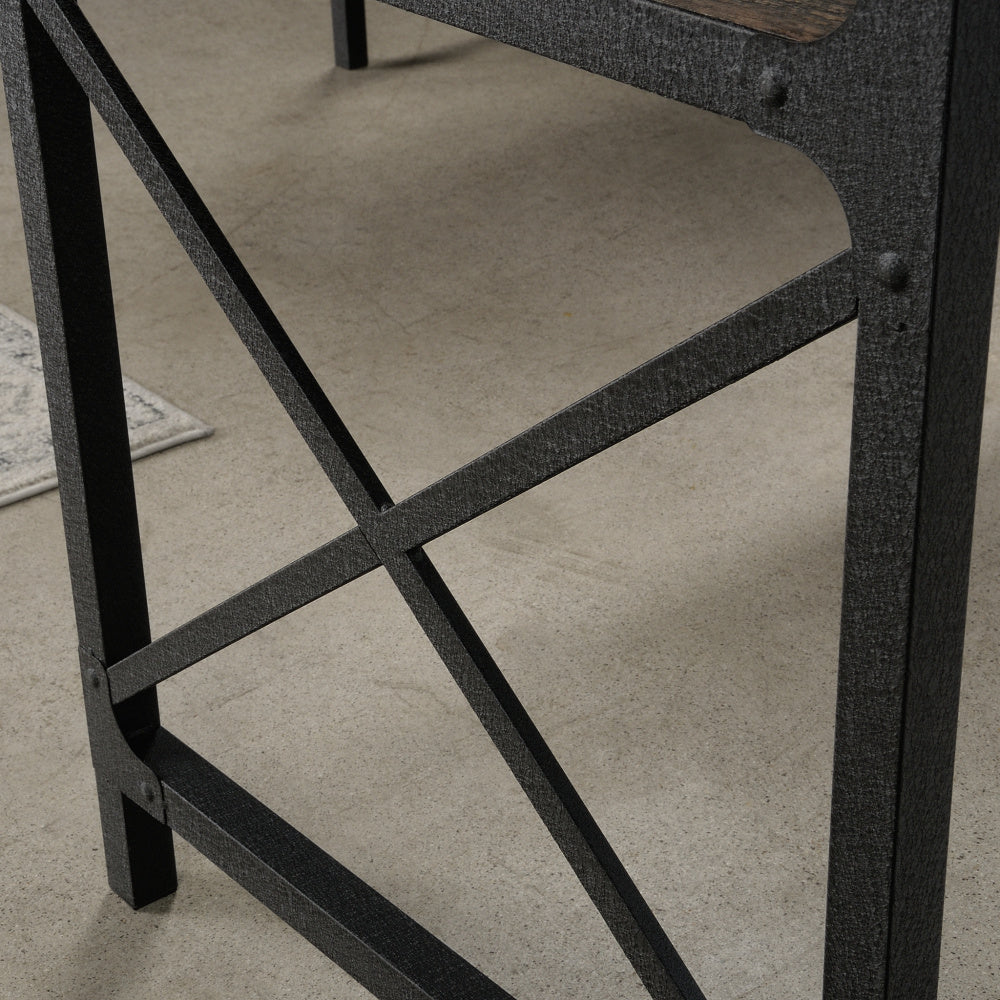 Sauder Foundry Road Engineered Wood/Metal 42" Desk Return in Carbon Oak