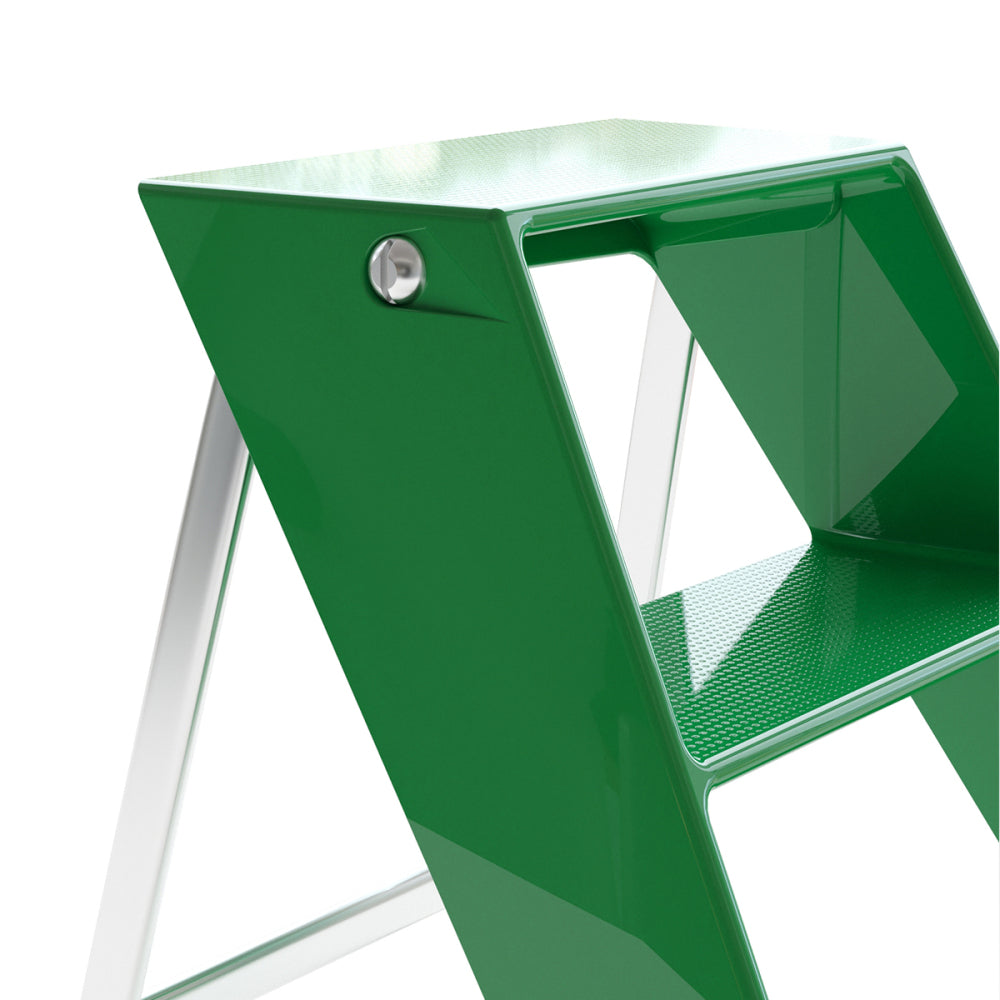 Home folding ladder frame indoor (green)multi-functional thick folding ladder stool simple creative anti-slip plastic edge table ladder frame