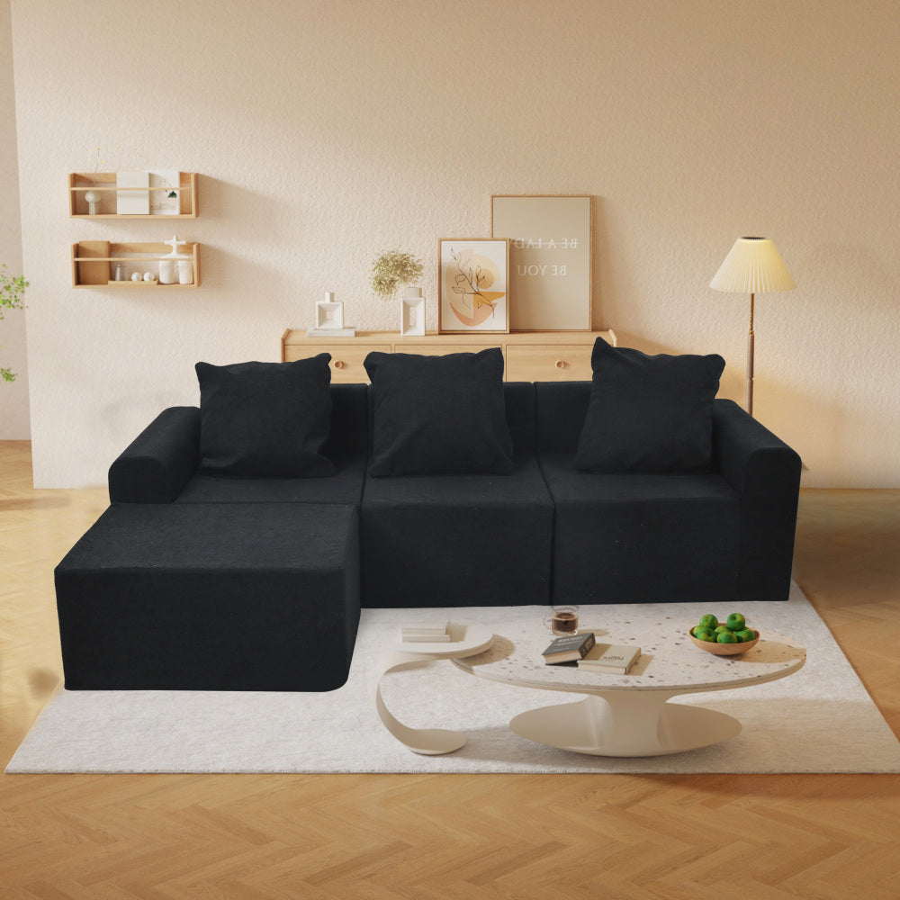 Convertible Modular Sectional Sofa Set Popular Microfiber Fabric Compression Sofa