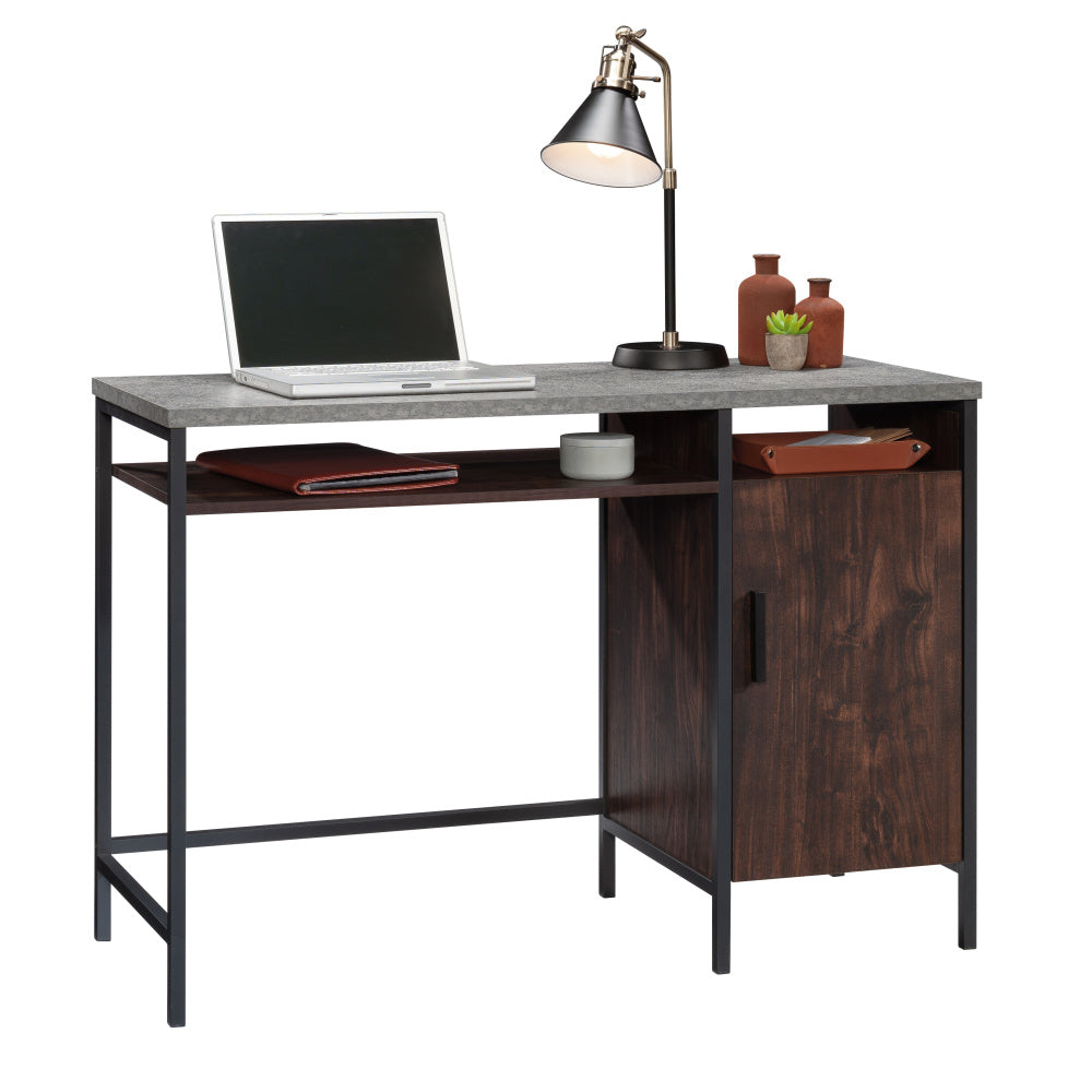 Sauder Market Commons Single Pedestal Desk, Rich Walnut Finish