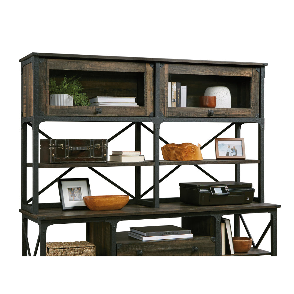 Sauder Steel River Commercial Office Hutch, Carbon Oak Finish