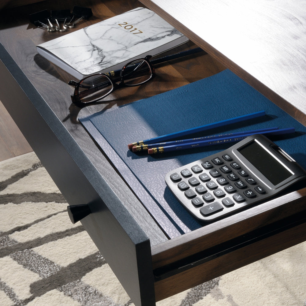 Sauder Harvey Park Modern Home Office Desk with Storage, Jet Acacia Finish
