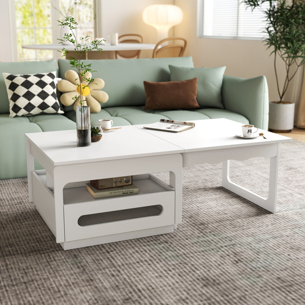 3 in 1 deformed Coffee Tables with Storage Cabinet for Living Room, Coffee Table with  for Dining Room