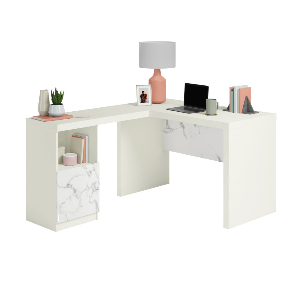 L-Shaped Desk, White finish