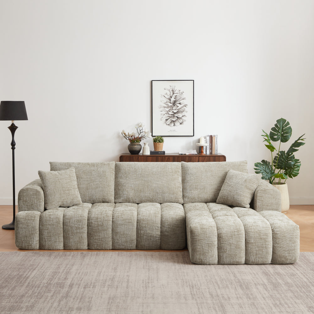 Chenille L-Shape Luxury Sectional Oversized Sofa,Mnimalist Design,Comfy Sleeper Couch for Living Room,Apartment&Reception Spaces,No Assembly Required