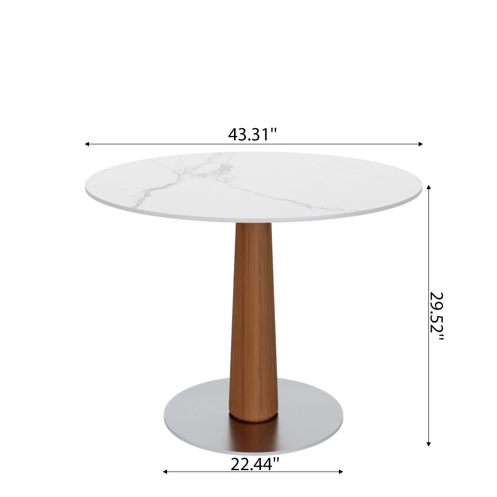 Farmhouse Round Dining Modern Bistro Table 43" - White Grey, Breakfast Nook Small Table For 2-4