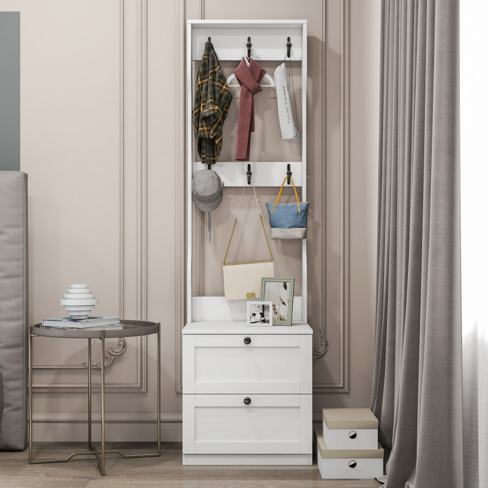 Night Stand with Bookshelf, Night Stand with 2 Storage Drawers for Bedroom